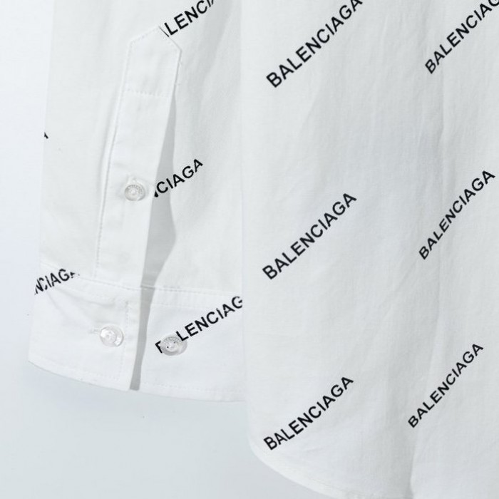 balencaiga allover Ba*len*cia*ga logos cotton shirt white