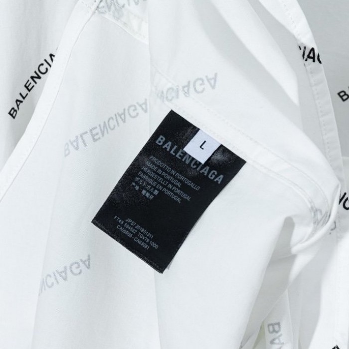 balencaiga allover Ba*len*cia*ga logos cotton shirt white