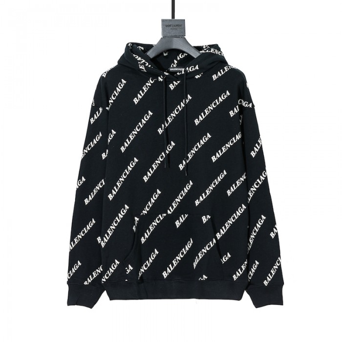 balencaiga allover Ba*len*cia*ga logos hoodie black