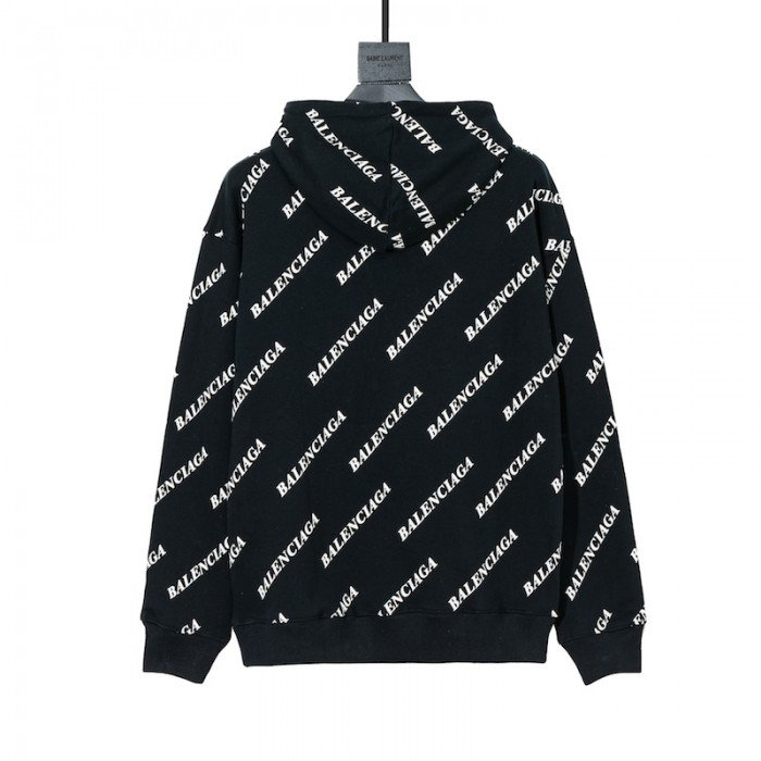balencaiga allover Ba*len*cia*ga logos hoodie black