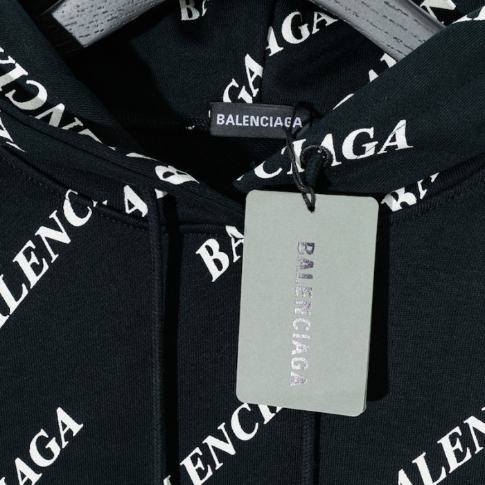 balencaiga allover Ba*len*cia*ga logos hoodie black
