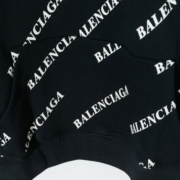balencaiga allover Ba*len*cia*ga logos hoodie black