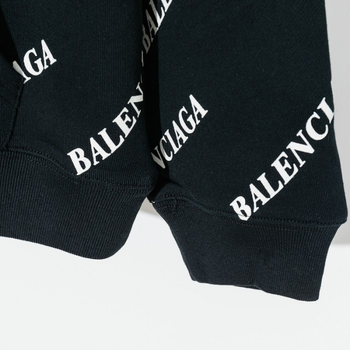 balencaiga allover Ba*len*cia*ga logos hoodie black