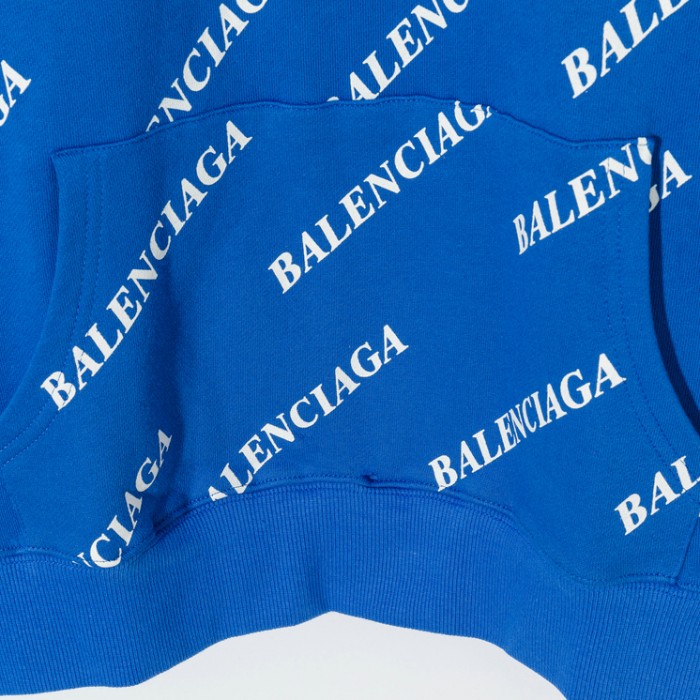 balencaiga allover Ba*len*cia*ga logos hoodie blue