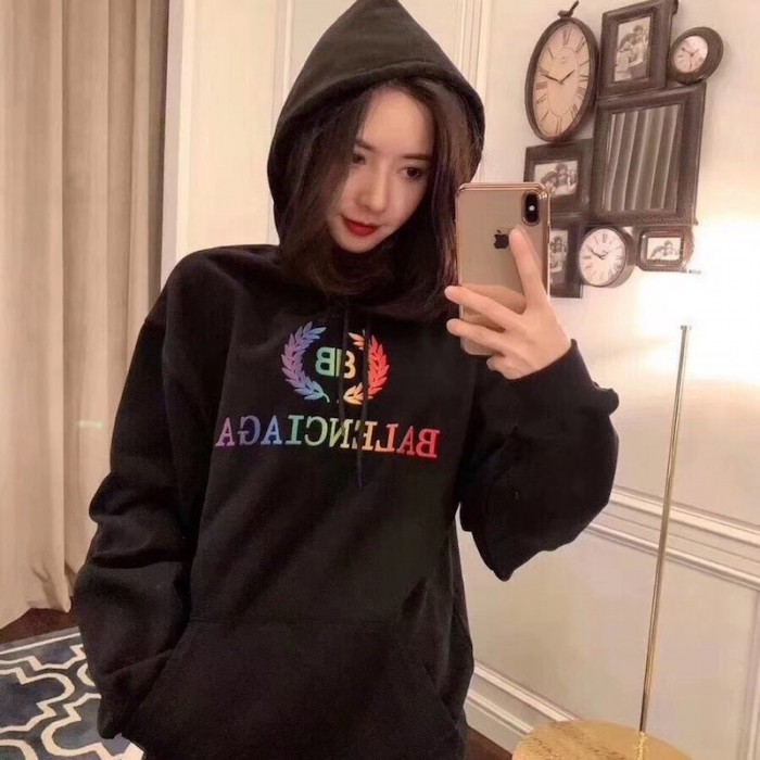 Ba*len*cia*ga bb Ba*len*cia*ga printed hoodies rainbow