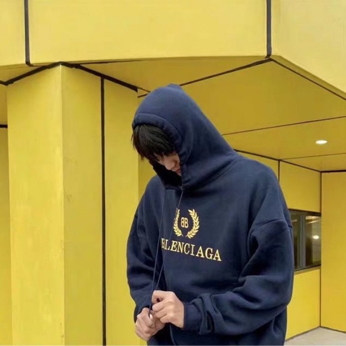 Ba*len*cia*ga bb Ba*len*cia*ga printed hoodies blue