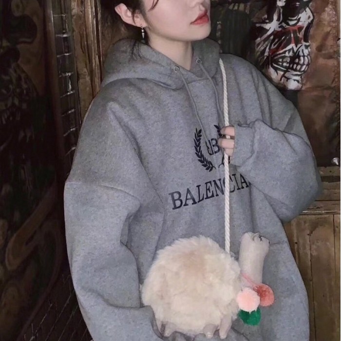 Ba*len*cia*ga bb Ba*len*cia*ga printed hoodies grey