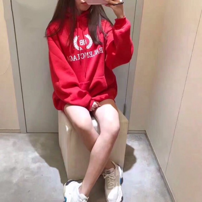 Ba*len*cia*ga bb Ba*len*cia*ga printed hoodies red