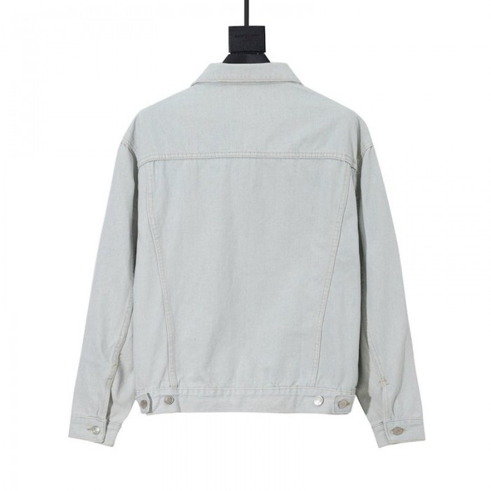 Balencaiga Chest Logo Denim Jacket Grey