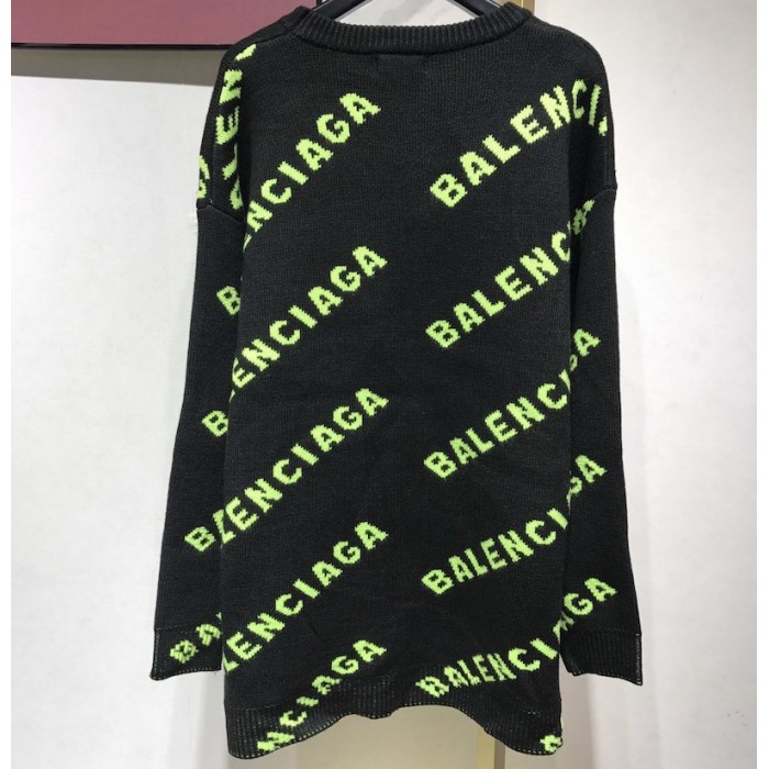 Ba*len*cia*ga allover logo crewneck sweater black / green
