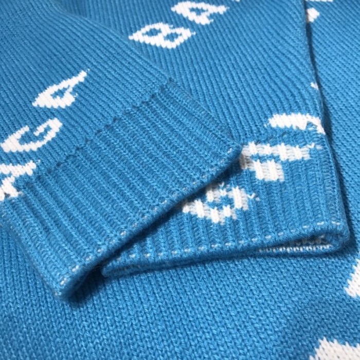 Ba*len*cia*ga allover logo crewneck sweater blue