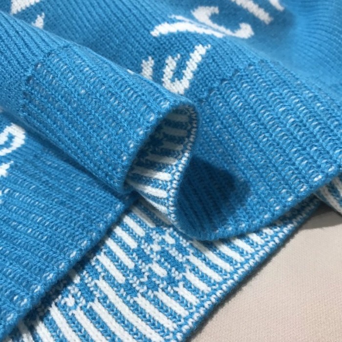 Ba*len*cia*ga allover logo crewneck sweater blue