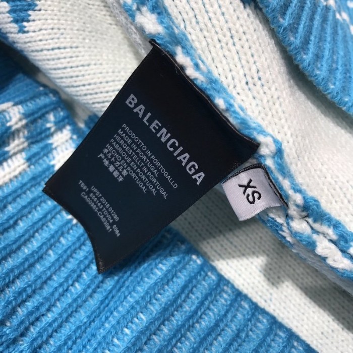 Ba*len*cia*ga allover logo crewneck sweater blue