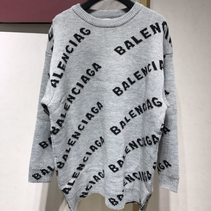 Ba*len*cia*ga allover logo crewneck sweater grey