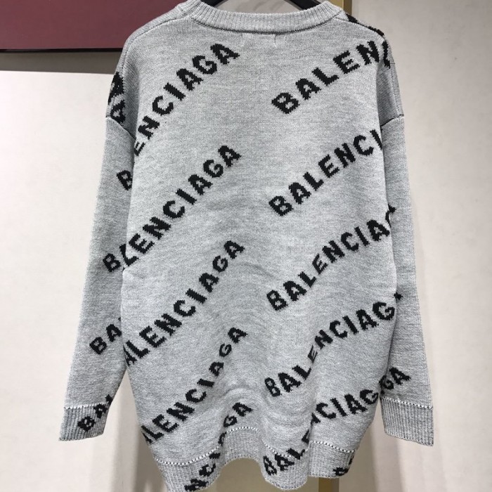 Ba*len*cia*ga allover logo crewneck sweater grey