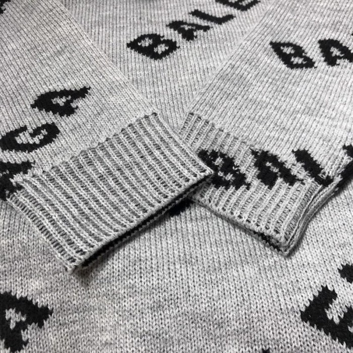 Ba*len*cia*ga allover logo crewneck sweater grey