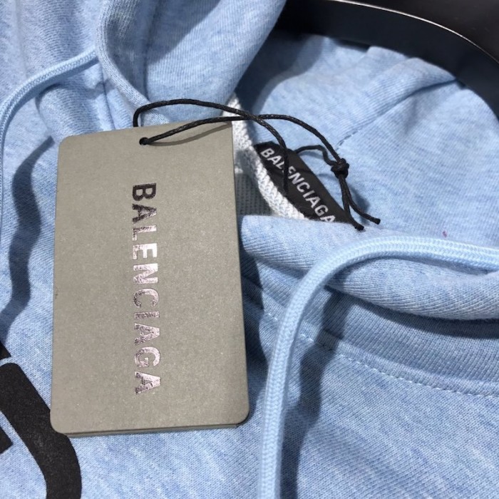 Ba*len*cia*ga bb back pulled hoodie baby blue