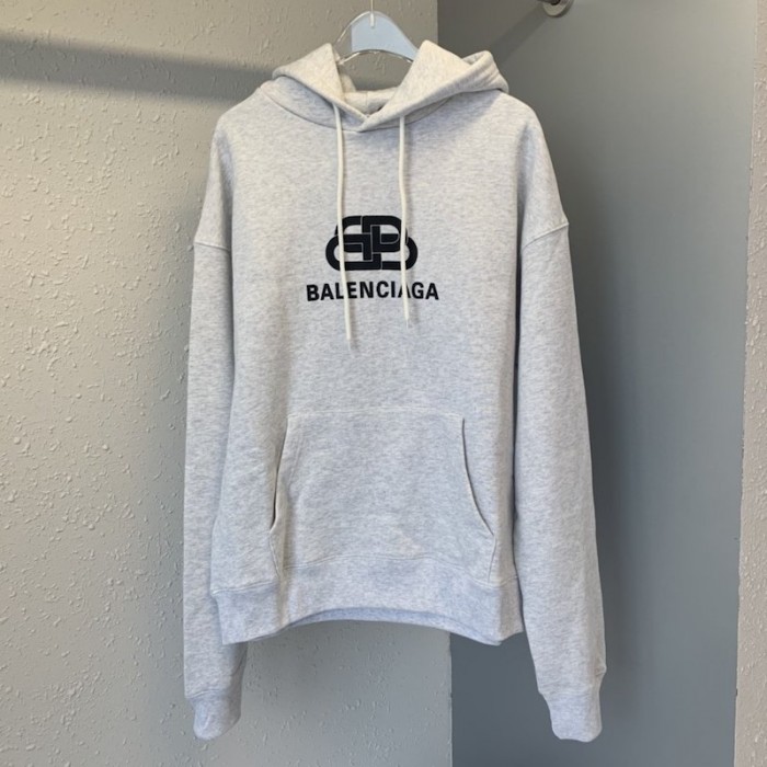 Ba*len*cia*ga bb back pulled hoodie grey