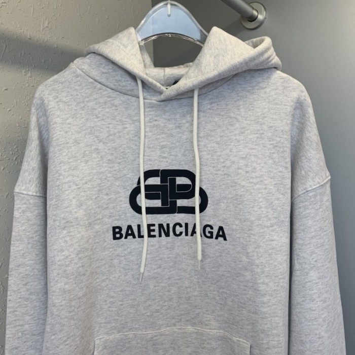 Ba*len*cia*ga bb back pulled hoodie grey