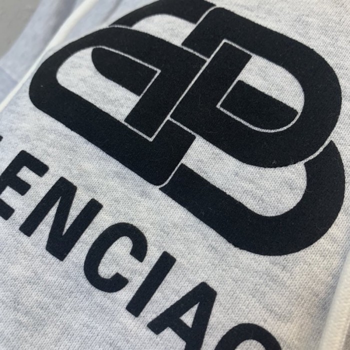Ba*len*cia*ga bb back pulled hoodie grey