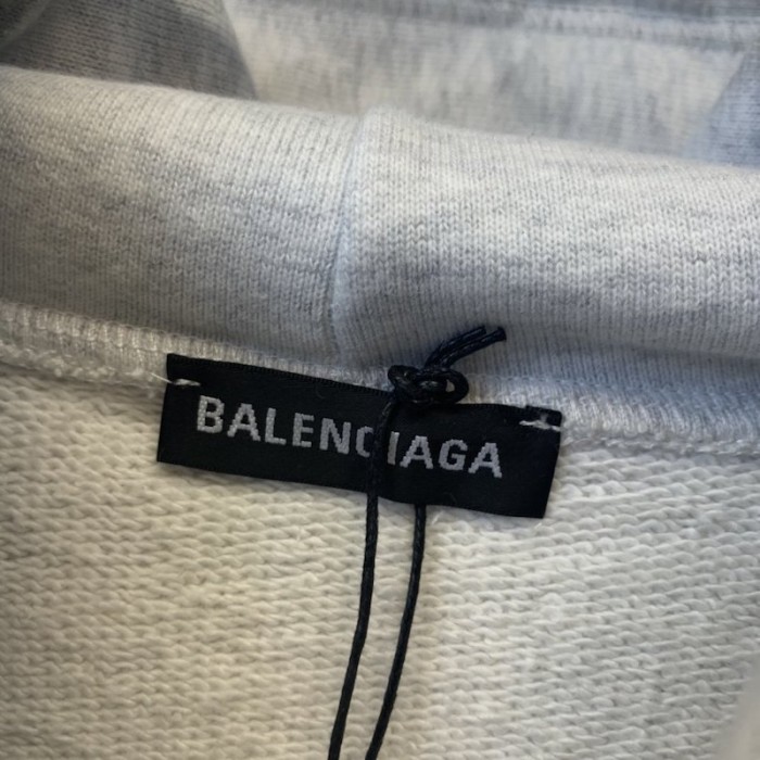 Ba*len*cia*ga bb back pulled hoodie grey