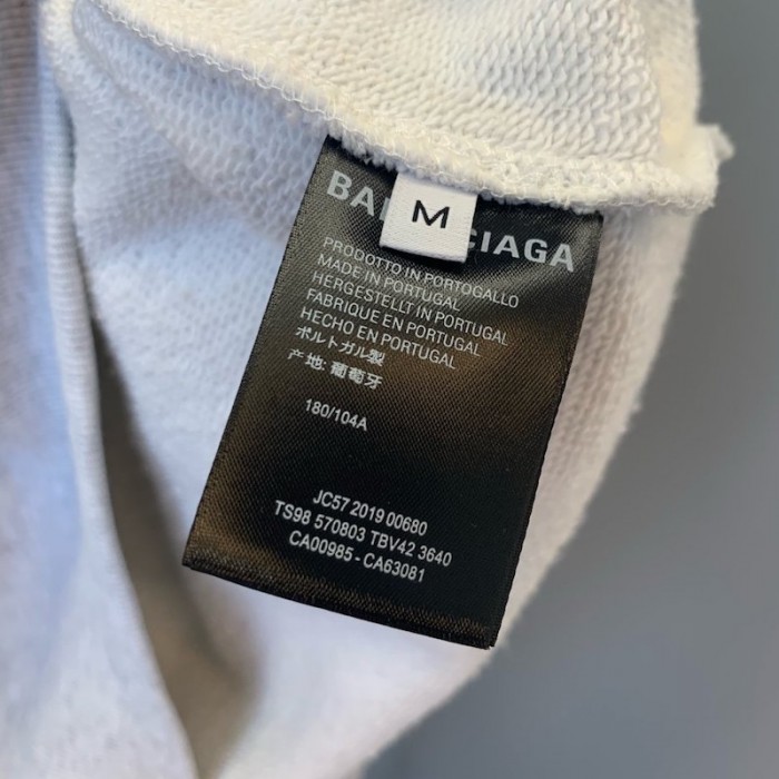 Ba*len*cia*ga bb back pulled hoodie grey