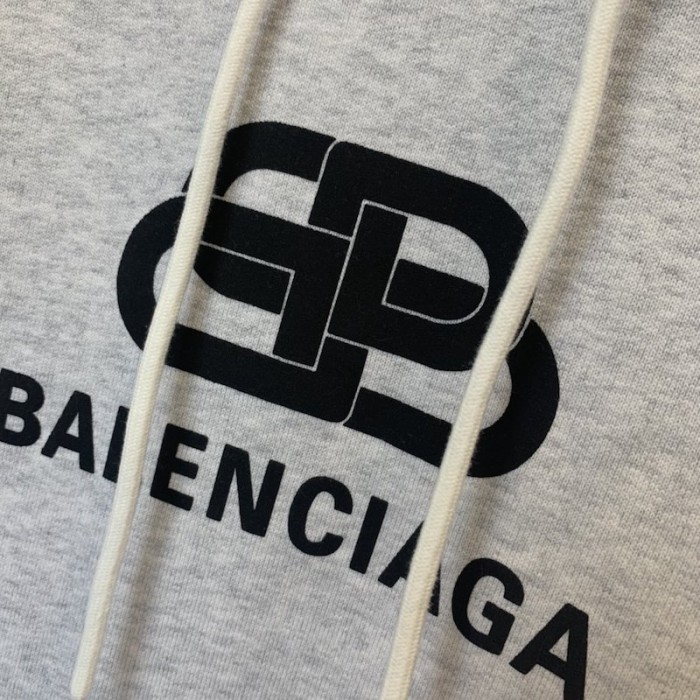 Ba*len*cia*ga bb back pulled hoodie grey