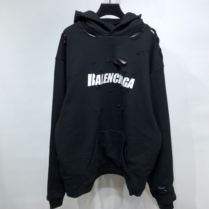 Ba*len*cia*ga caps destroyed hoodies black
