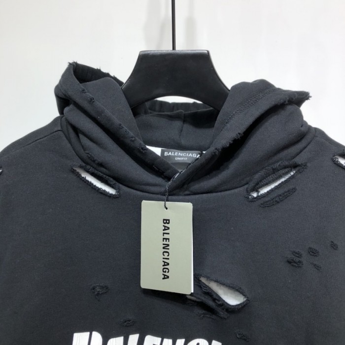 Ba*len*cia*ga caps destroyed hoodies black