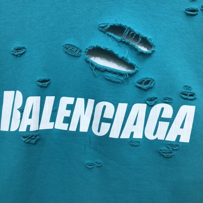 Ba*len*cia*ga caps destroyed hoodies blue