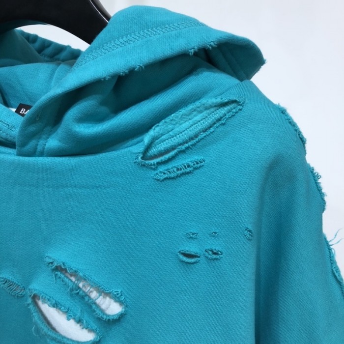 Ba*len*cia*ga caps destroyed hoodies blue