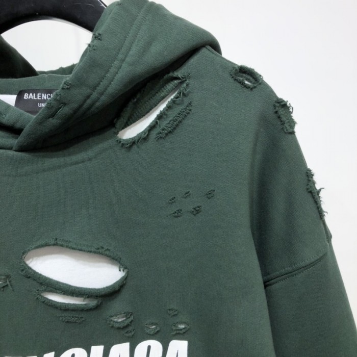Ba*len*cia*ga caps destroyed hoodies green