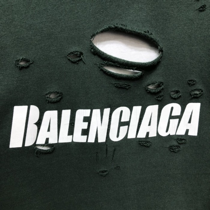 Ba*len*cia*ga caps destroyed hoodies green