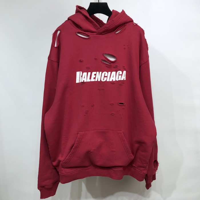 Ba*len*cia*ga caps destroyed hoodies red