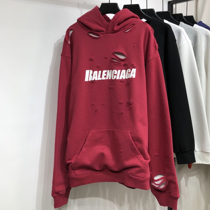 Ba*len*cia*ga caps destroyed hoodies red