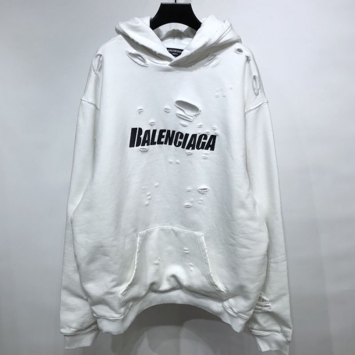 Ba*len*cia*ga caps destroyed hoodies white