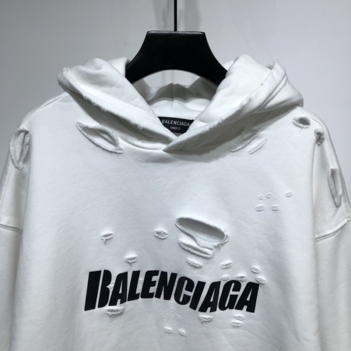 Ba*len*cia*ga caps destroyed hoodies white