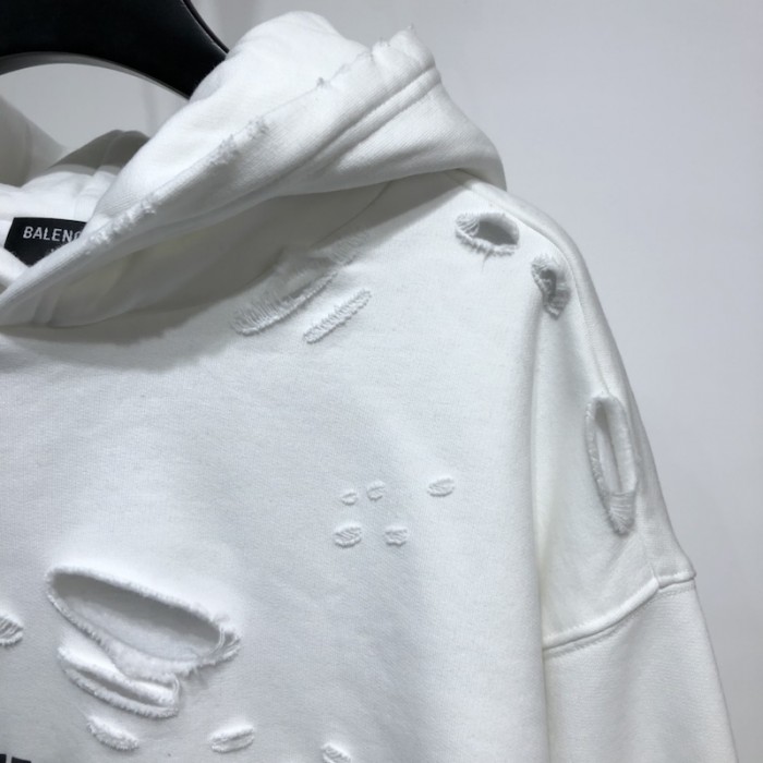 Ba*len*cia*ga caps destroyed hoodies white