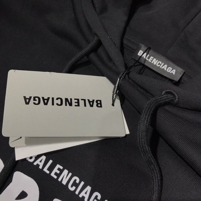 Ba*len*cia*ga crew hoodies in black and white printed curly fleece