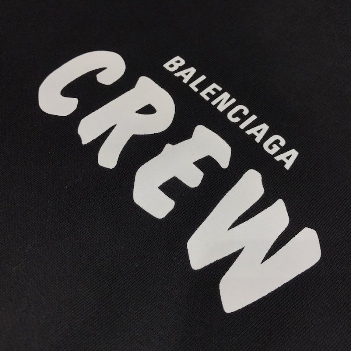 Ba*len*cia*ga crew hoodies in black and white printed curly fleece