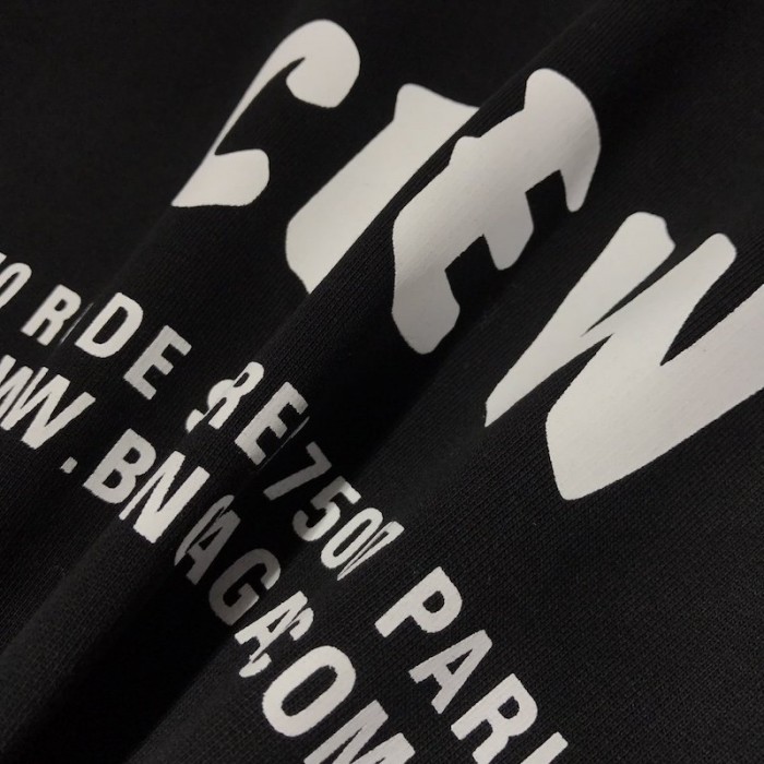 Ba*len*cia*ga crew hoodies in black and white printed curly fleece