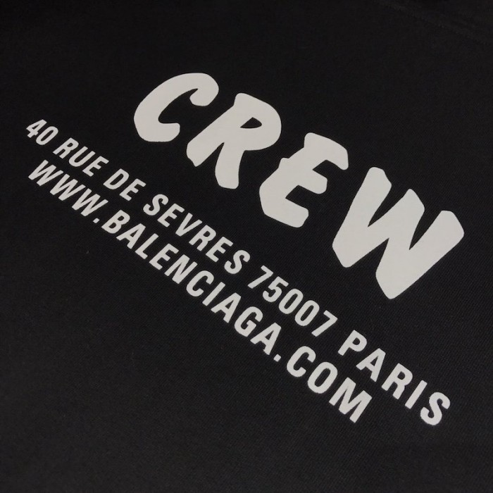 Ba*len*cia*ga crew hoodies in black and white printed curly fleece