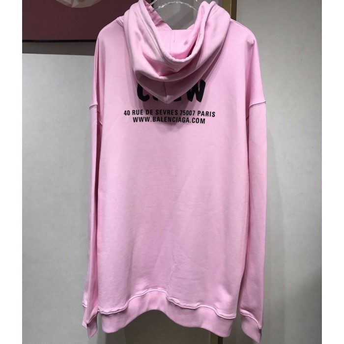 Ba*len*cia*ga crew hoodies in pink and black printed curly fleece