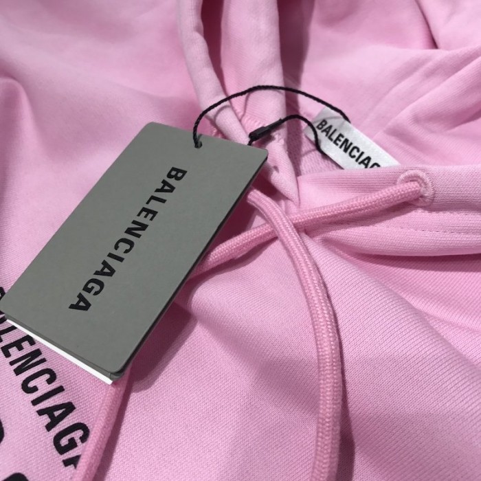 Ba*len*cia*ga crew hoodies in pink and black printed curly fleece