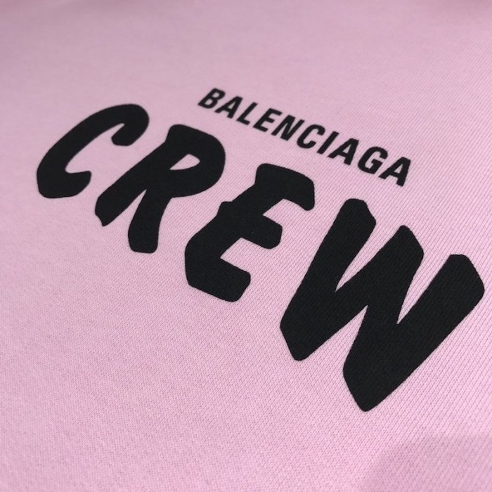 Ba*len*cia*ga crew hoodies in pink and black printed curly fleece