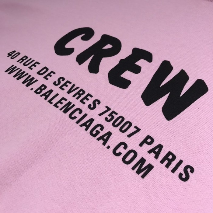 Ba*len*cia*ga crew hoodies in pink and black printed curly fleece