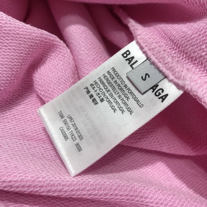 Ba*len*cia*ga crew hoodies in pink and black printed curly fleece
