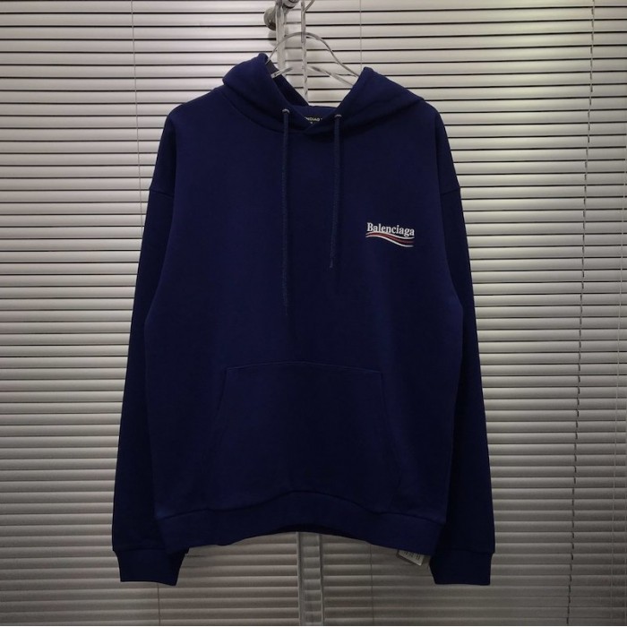 Ba*len*cia*ga print hoodies blue