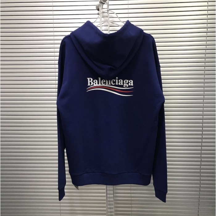Ba*len*cia*ga print hoodies blue
