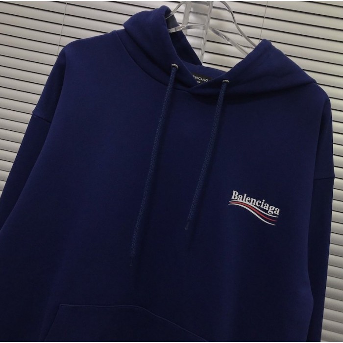 Ba*len*cia*ga print hoodies blue